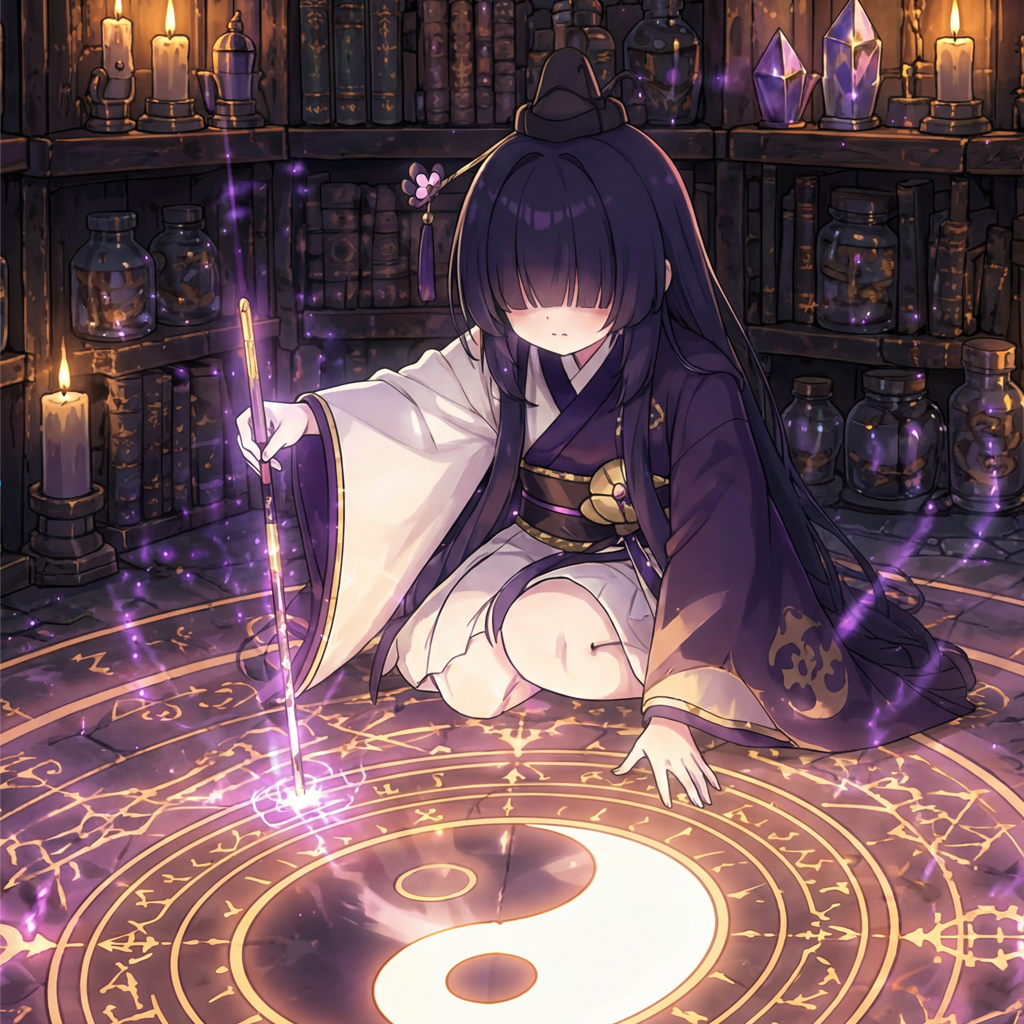 地下の召喚儀式部屋の魔法陣のコンセプトアート