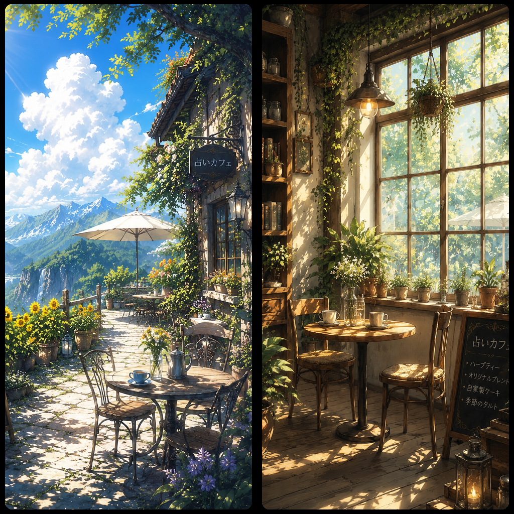 山奥にたたずむ占いカフェのコンセプトアート